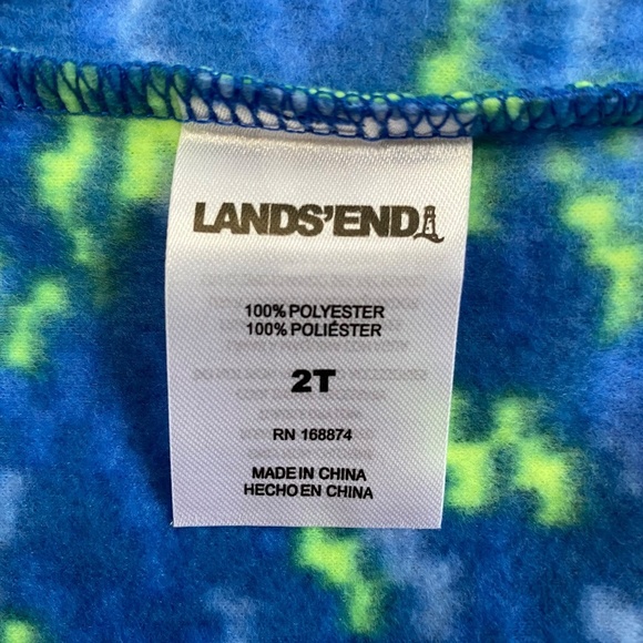 Lands' End Fleece Full Zip Hooded Jacket, Blue/Green, 2T, NWT - Picture 9 of 10